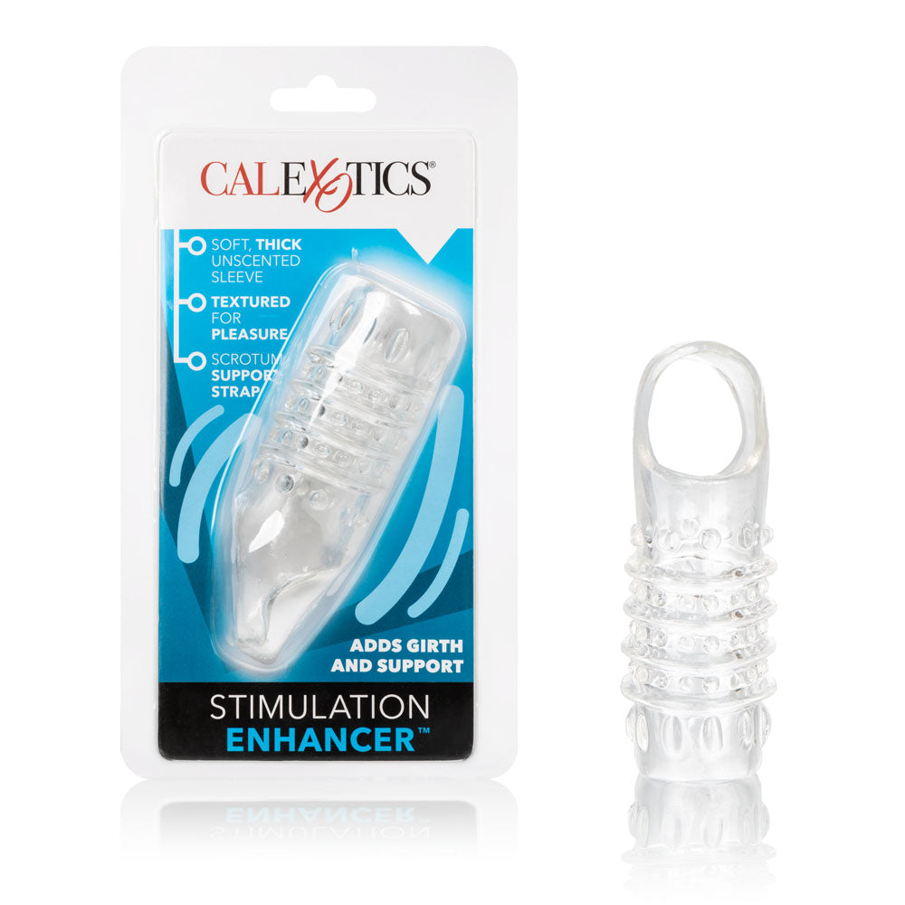 Stimulation Enhancer Clear Nubbies Super Tight Textured Extension Sleeve with Scrotum Strap SLEEVES