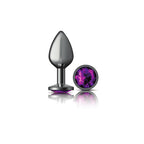 Cheeky Charms Round Jewel Butt Plug – Gunmetal or Silver, Metal Anal Plug with Gem (Small, Medium, Large) Gunmetal Purple Jewel Medium > Anal Range > Jewel Butt Plugs