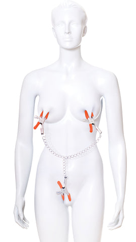 Orange Is The New Black Metal Nipple & Clit Clamps with Chain > Sex Toys > Nipple Clamps