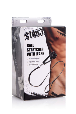 Strict Ball Stretcher With Leash Black > Sex Toys For Men > Ball Stretchers