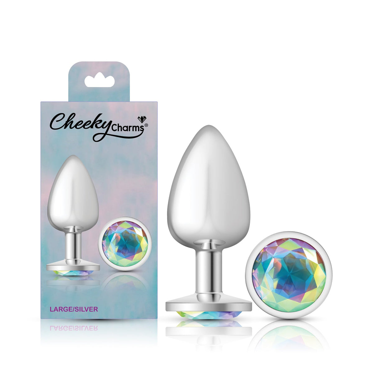 Cheeky Charms Round Jewel Butt Plug – Gunmetal or Silver, Metal Anal Plug with Gem (Small, Medium, Large) > Anal Range > Jewel Butt Plugs