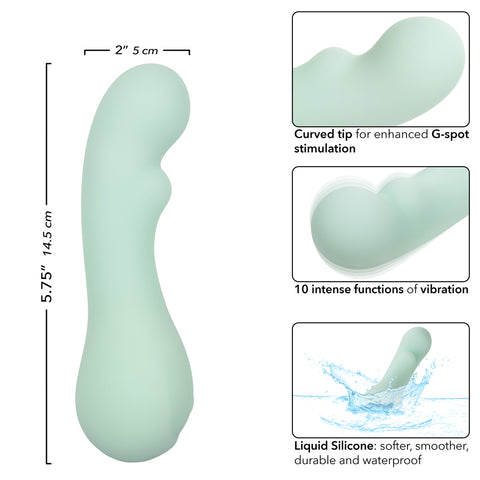 Pacifica Bora Bora Intimate Toy in Soft Mint Green with 10 Vibration Functions, USB Rechargeable, Waterproof IPX7 Liquid Silicone Vibrators - G Spot