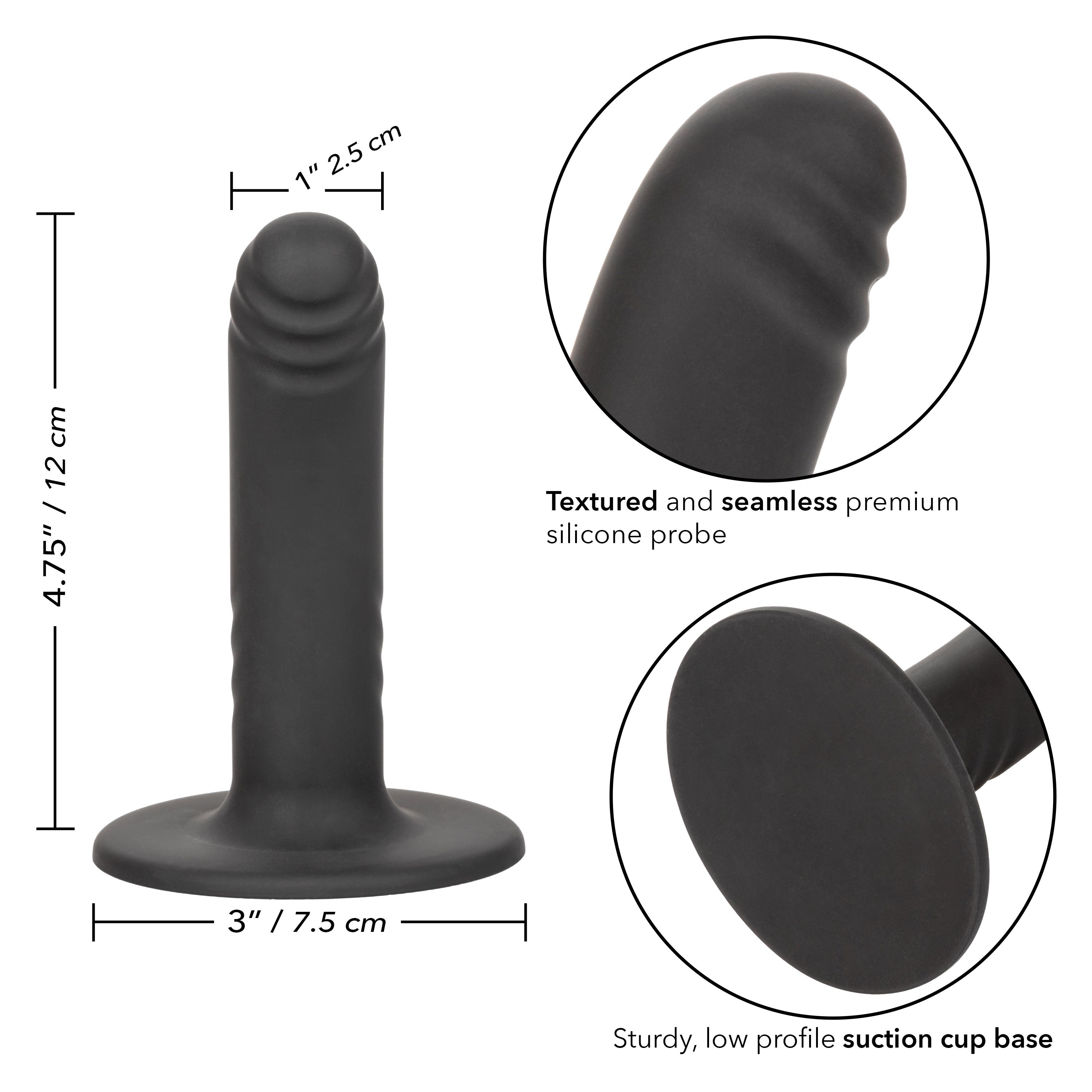 Boundless 4.75"/12cm Ridged Black Silicone Probe with Suction Cup Base > Dildos > Neutral Dildos