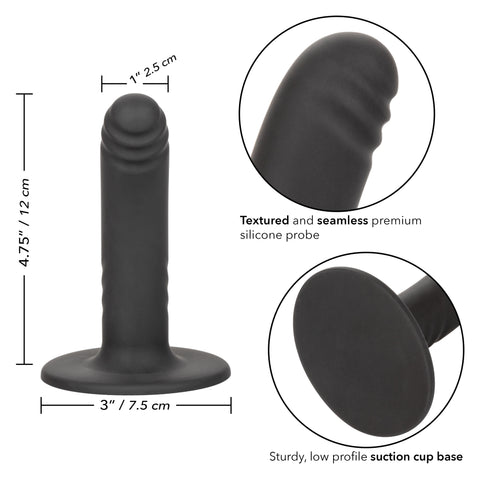 Boundless 4.75"/12cm Ridged Black Silicone Probe with Suction Cup Base > Dildos > Neutral Dildos