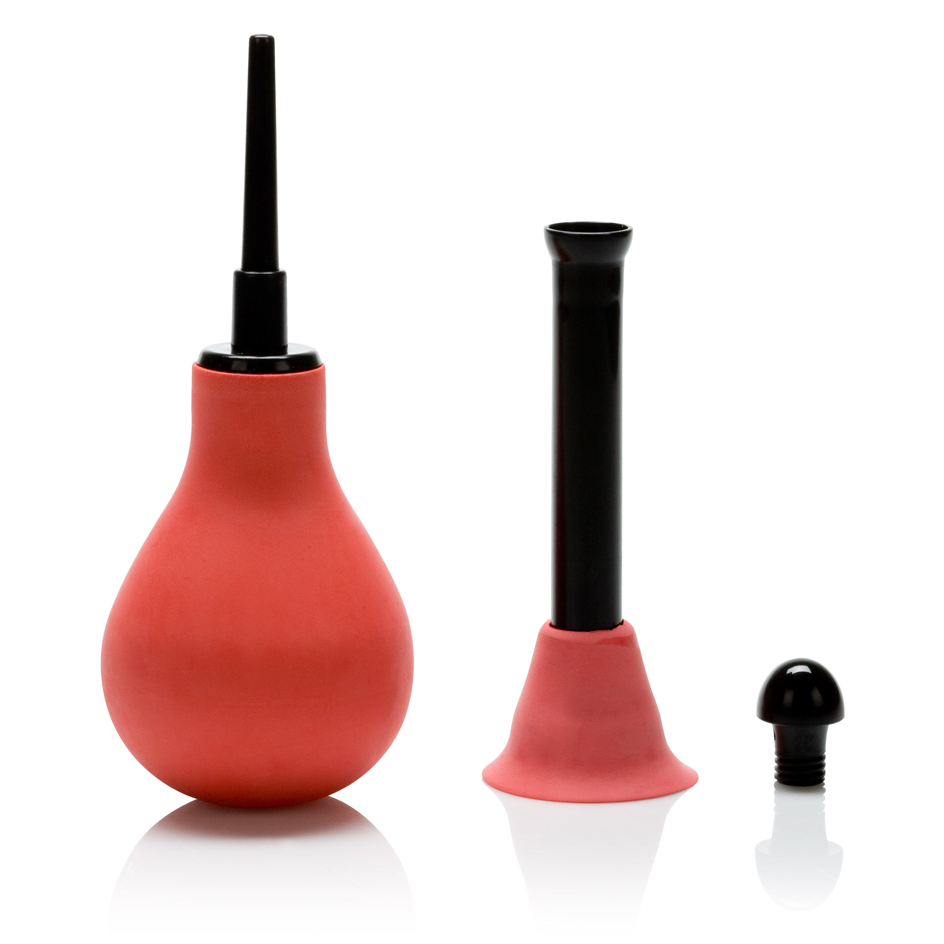 CalExotics Vulcanite Anal Douche Red Rubber Bulb with Two Attachments 7.5 Fl Oz 220 ml > Essentials > Feminine Care
