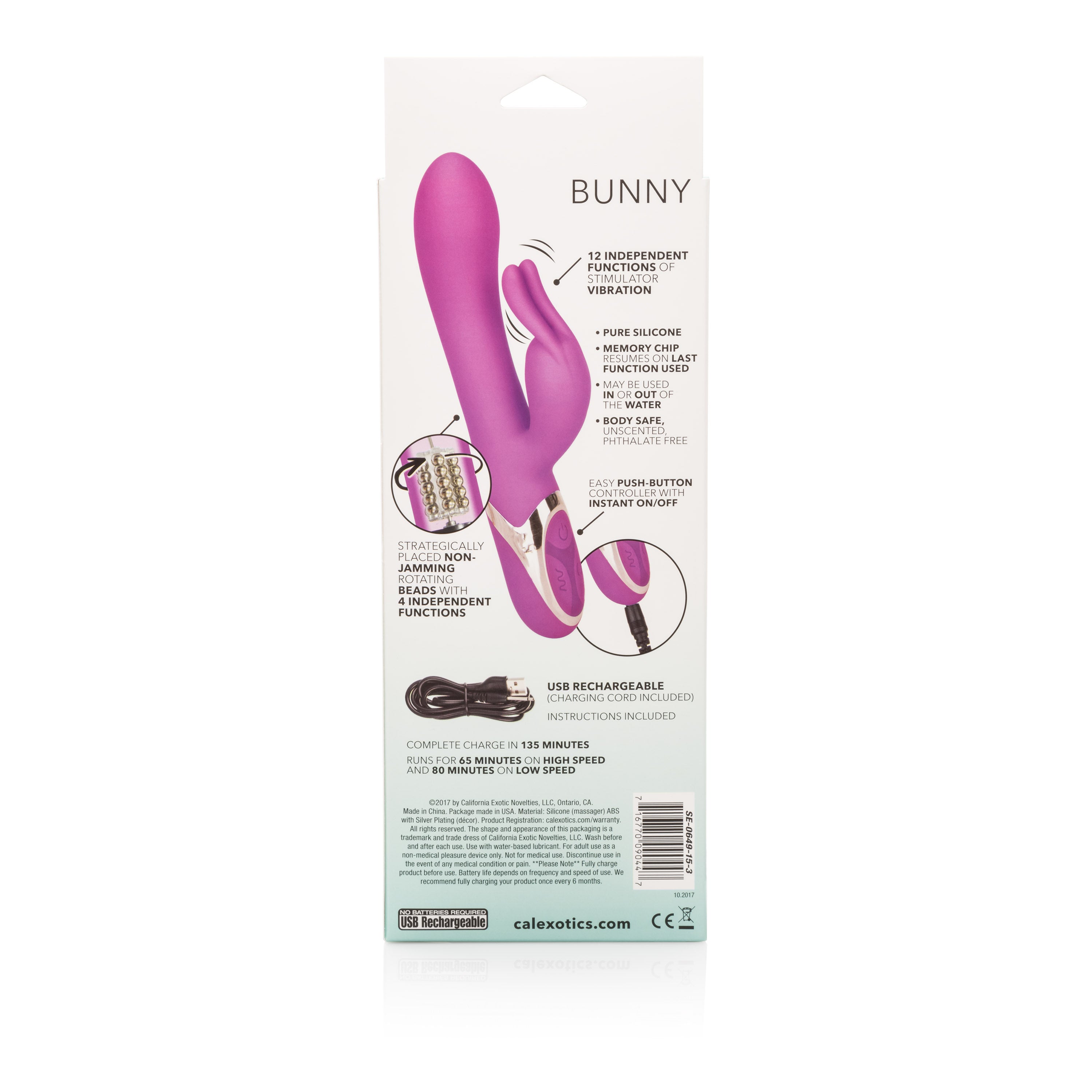 Enchanted Bunny Purple Silicone Intimate Massager with 4 Rotating Functions Waterproof Rechargeable > Vibrators > Ladies > Rabbit