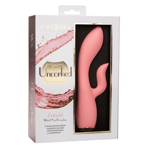 Uncorked Zinfandel Pink Dual Massager with Textured Teaser and 10 Speeds Silicone Vibrator > Vibrators > Ladies > Rabbit