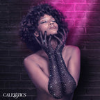 Radiance Black Full Length Mesh Gloves with Rhinestones One Size > Clothes > Accessories