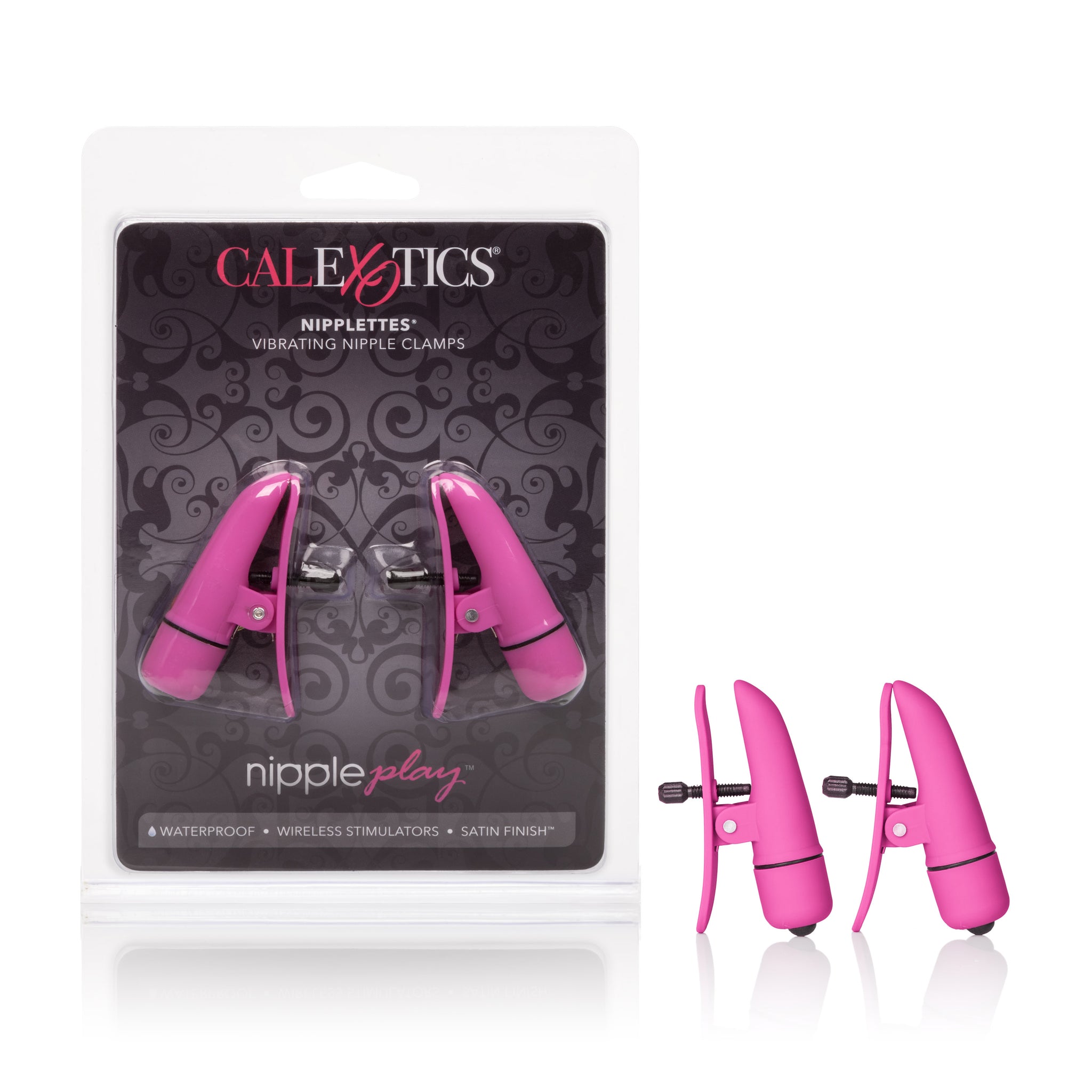 Nipple Play Nipplettes Vibrating Adjustable Nipple Clamps Pink 2.75 Inch Waterproof > Sex Toys > Nipple Suckers