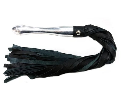 Rouge Leather Flogger with Aluminum Handle in Black Default Title > Bondage Gear > Whips & Floggers