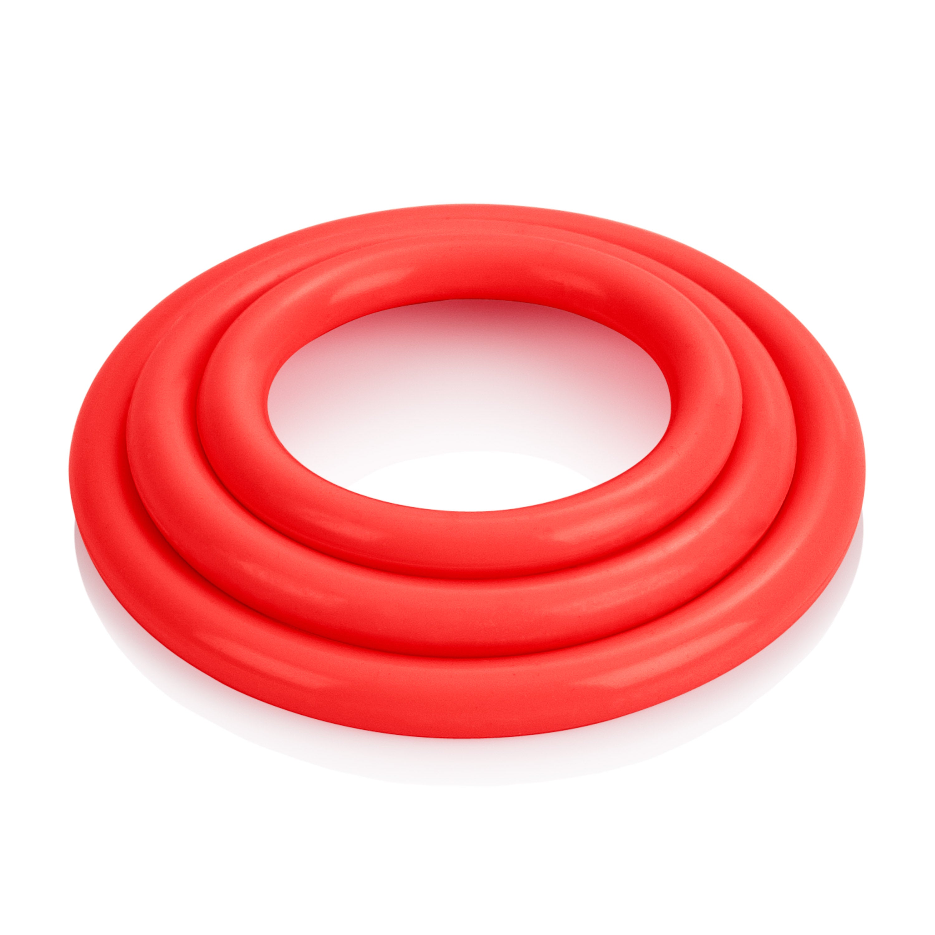 CalExotics Tri-Rings Red – Flexible Multi-Size Stamina Enhancer COCK RING Set
