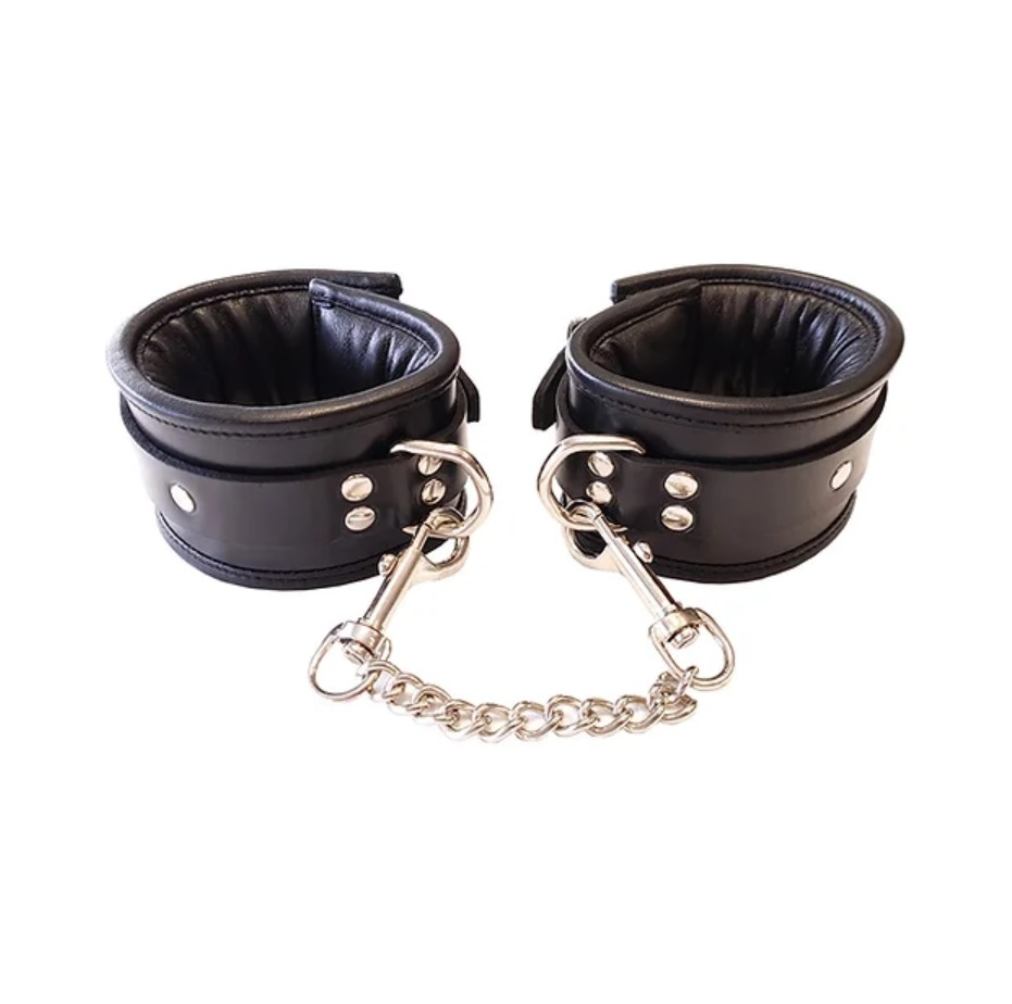 Rouge Garments Padded Leather Wrist Cuffs With Red Trim Secondary image