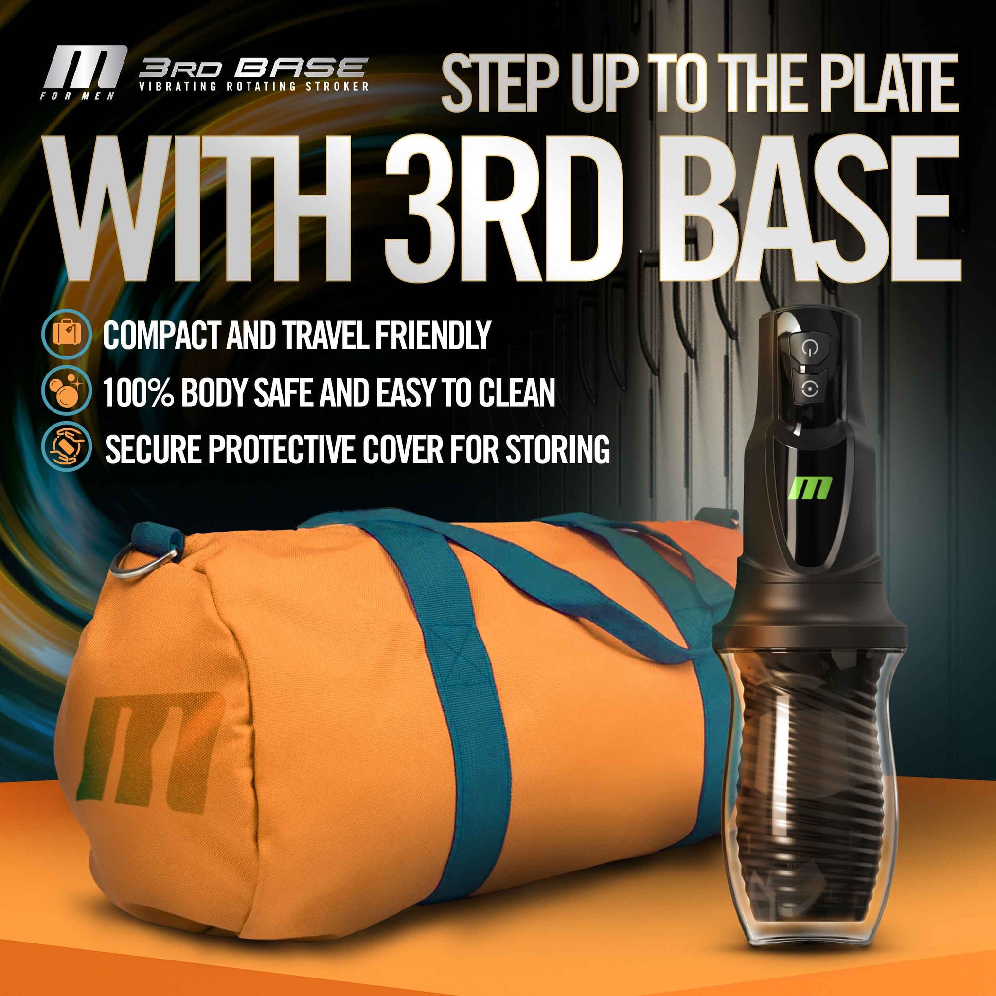 M For Men 3rd Base Oral Stroker Black Ergonomic Handle > Sex Toys For Men > Masturbators > Vibrating