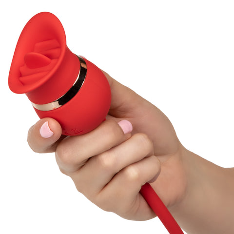 French Kiss Casanova Red Silicone Dual Motor Vibrating Massager with Flickering Teaser and USB Rechargeable Battery Finger Stimulator