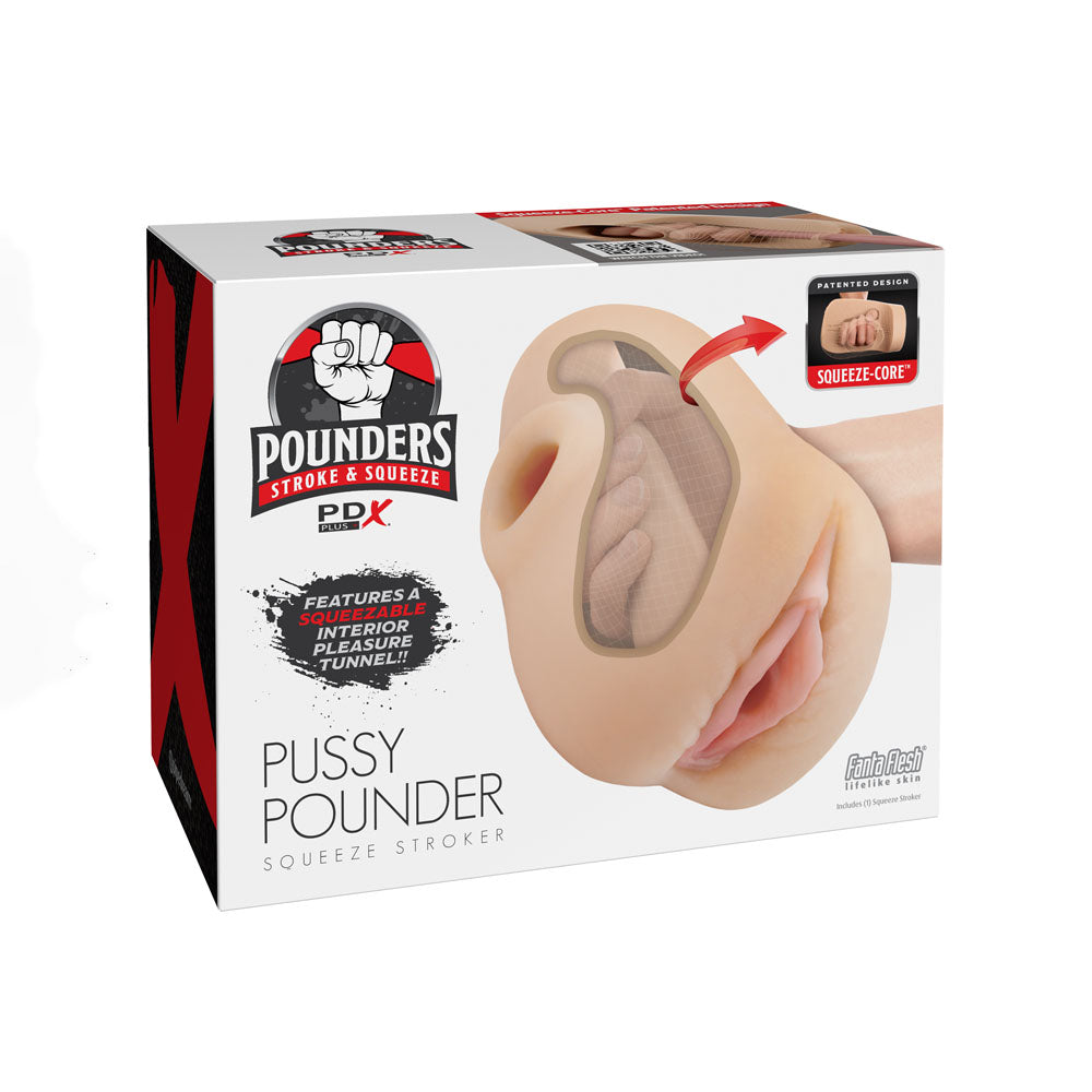 Pdx Plus Light Squeeze-Core Pussy Pounder Male Stroker Toy Beige > Sex Toys For Men > Masturbators > Manual