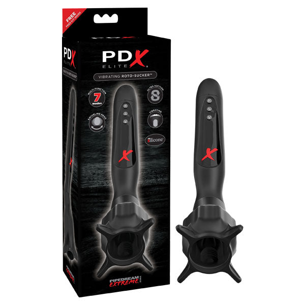 PDX Elite Vibrating Roto-Sucker – Vibrating Head Masturbator Black > Sex Toys For Men > Masturbators > Vibrating