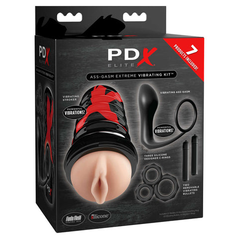 Pdx Elite Ass-Gasm Vibrating Kit Male Pleasure Set 11 Piece Collection Kits