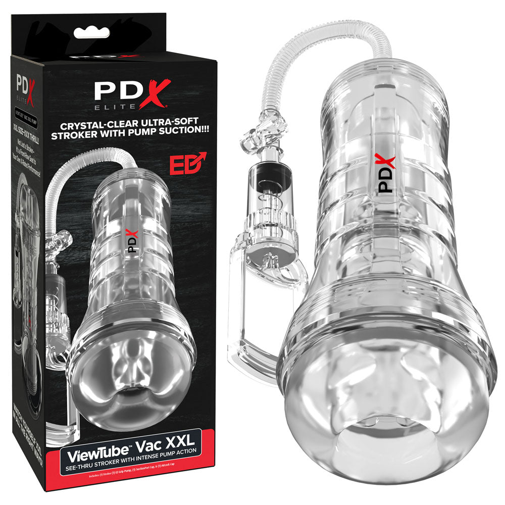 Pdx Elite Viewtube Vac XXL (Clear) – See-Through Ez-Grip Pump Stroker Clear > Sex Toys For Men > Masturbators > Manual