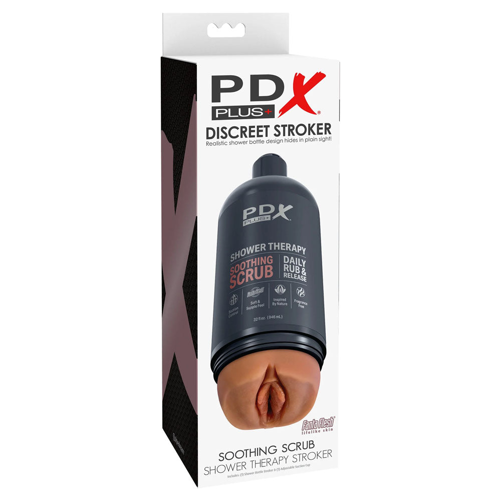 PDX Plus Shower Therapy - Soothing Scrub - Discreet Stroker - Tan