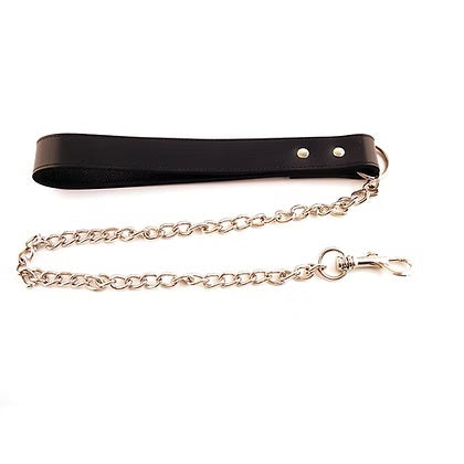 Rouge Leather Dog Lead (Black) – 11 Inch Leather Lead with Chain Default Title > Bondage Gear > Collars & Leashes Main image