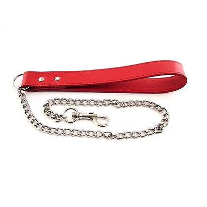 Rouge Leather Lead (Red) – Chrome Treated Leather and Chain Leash 11 Inch Secondary image