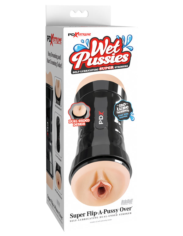 Pdx Wet Pussies Super Flip A Pussy Over Dual Ended Stroker Vagina And Ass Beige Strokers - Manual