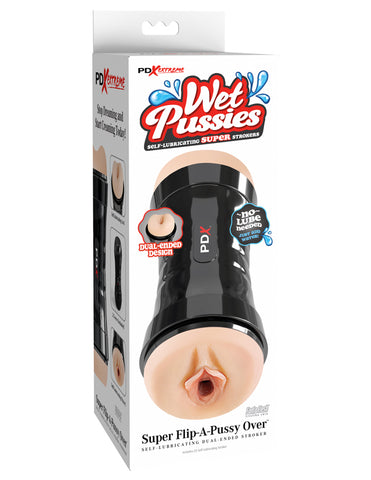 Pdx Wet Pussies Super Flip A Pussy Over Dual Ended Stroker Vagina And Ass Beige Strokers - Manual