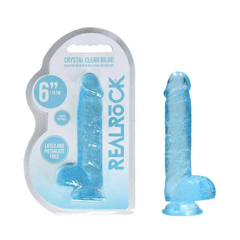 REALROCK Crystal Clear – 6 Inch Realistic Dildo With Balls Blue > Dildos > Realistic Dildos