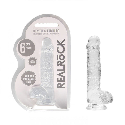 REALROCK 6'' Realistic Dildo With Balls - 15.2 cm Dong Clear DONGS