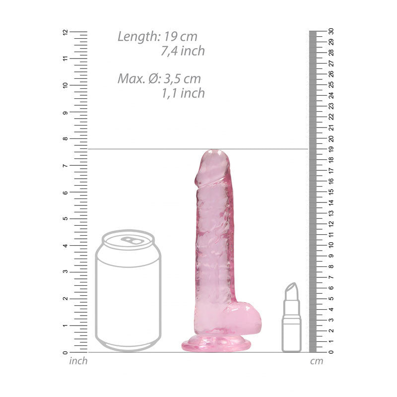 RealRock Crystal Clear 7 Inch Phthalate-Free TPE Realistic Dildo with Balls > Dildos > Realistic Dildos