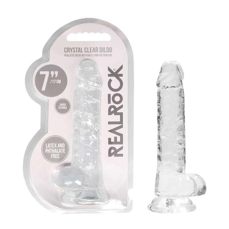 RealRock Crystal Clear 7 Inch Phthalate-Free TPE Realistic Dildo with Balls > Dildos > Realistic Dildos Main image