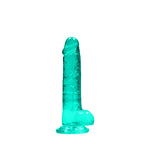 RealRock Crystal Clear 7 Inch Phthalate-Free TPE Realistic Dildo with Balls Turquoise > Dildos > Realistic Dildos