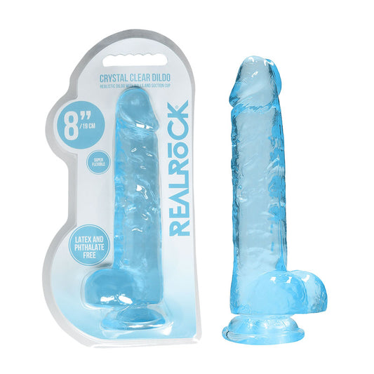 REALROCK 8'' Realistic Dildo With Balls - 20.3 cm Dong Blue DONGS