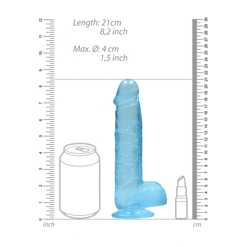 REALROCK 8'' Realistic Dildo With Balls - 20.3 cm Dong in Blue > Dildos > Realistic Dildos