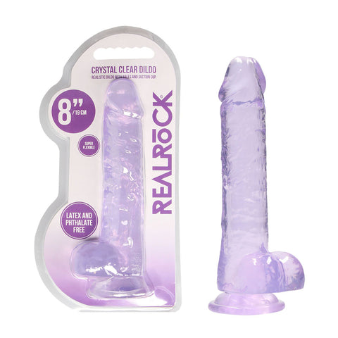 Realrock 8 Inch Realistic Dildo With Balls 20.3 Centimeter Dong Purple DONGS