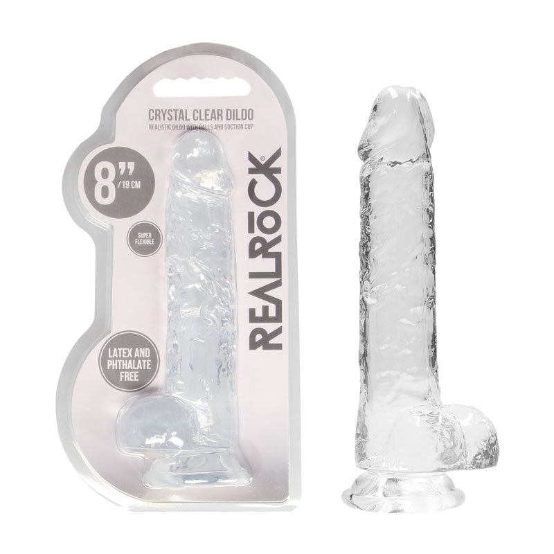 REALROCK Crystal Clear 8 Inch Realistic Dildo with Balls – Body-Safe TPE Dildo > Dildos > Realistic Dildos Main image