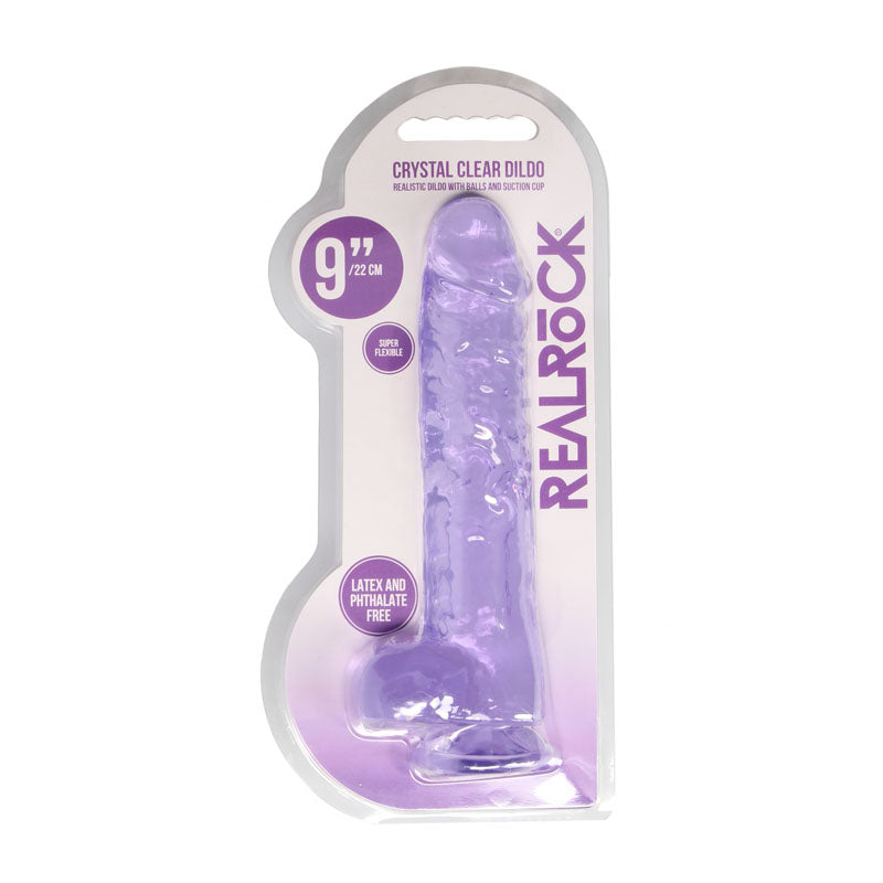 RealRock Crystal Clear 9 Inch Realistic Dildo with Balls Suction Cup – Body Safe TPE Dildo > Dildos > Realistic Dildos