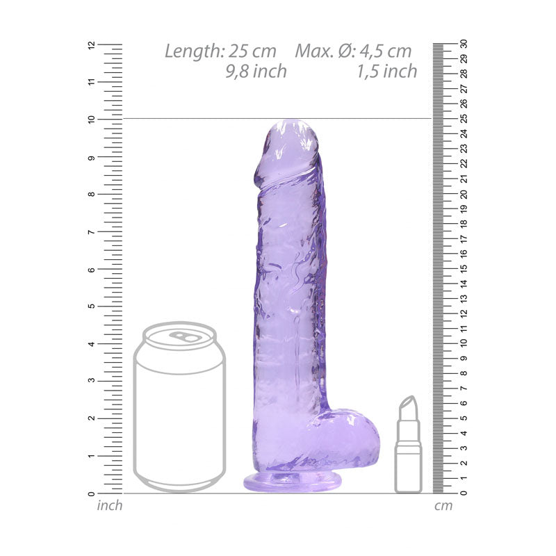 RealRock Crystal Clear 9 Inch Realistic Dildo with Balls Suction Cup – Body Safe TPE Dildo > Dildos > Realistic Dildos