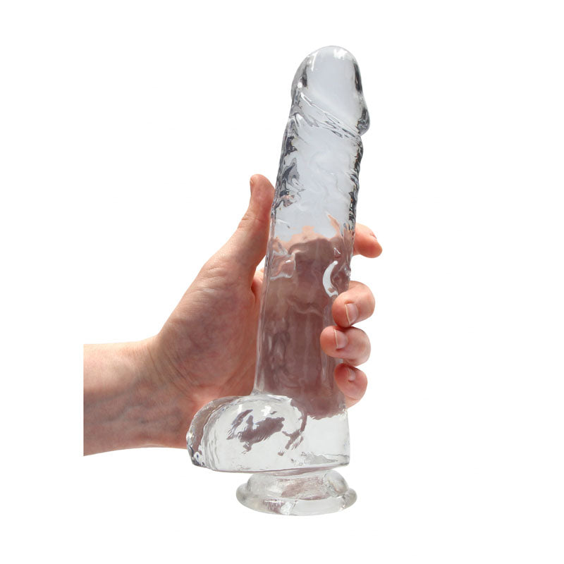 RealRock Crystal Clear Dildo with Balls 9 Inch