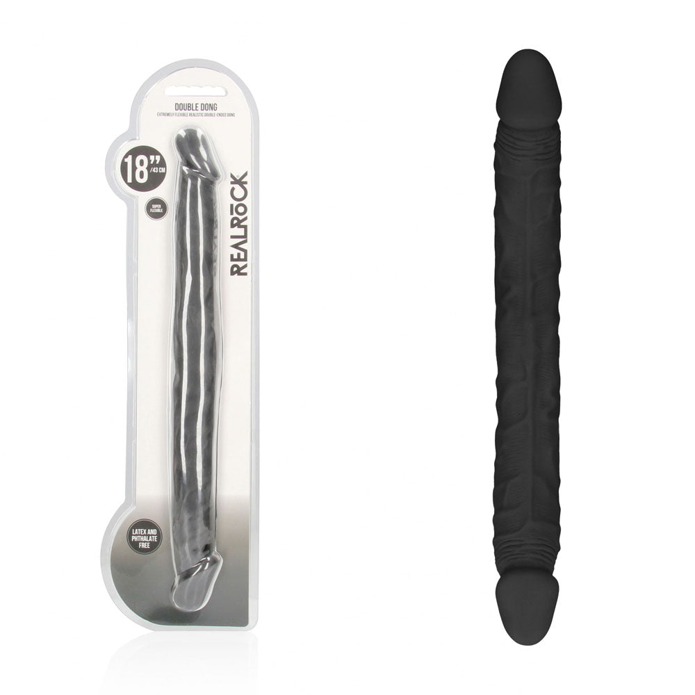 Realrock 18 Inch Double Dildo – Lifelike Phthalate-Free Double Dong Black > Dildos > Double Dildos