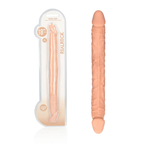 REALROCK 18'' Double Dildo - Realistic Velvet Texture Flesh Double Dongs