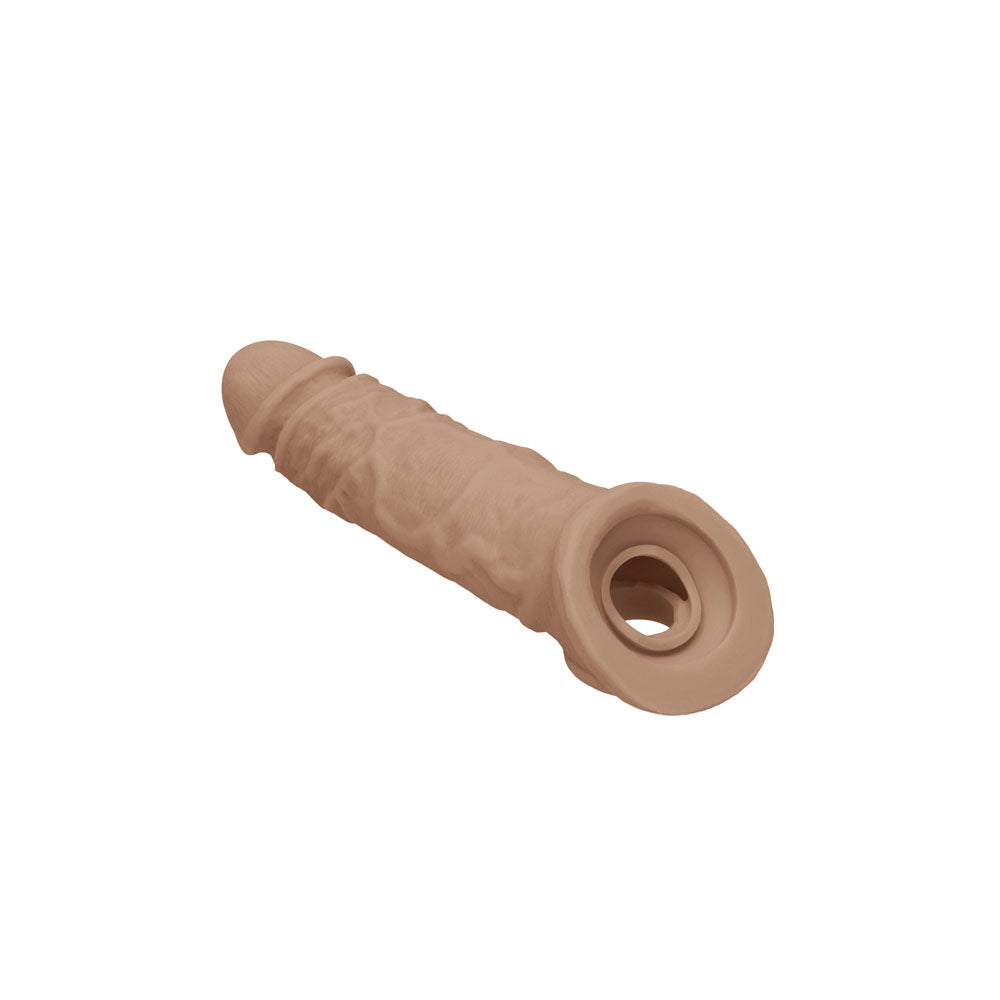 Realrock 8 Inch Realistic Penis Extender with Rings – Penis Extension Sleeve > Sex Toys For Men > Penis Sleeves