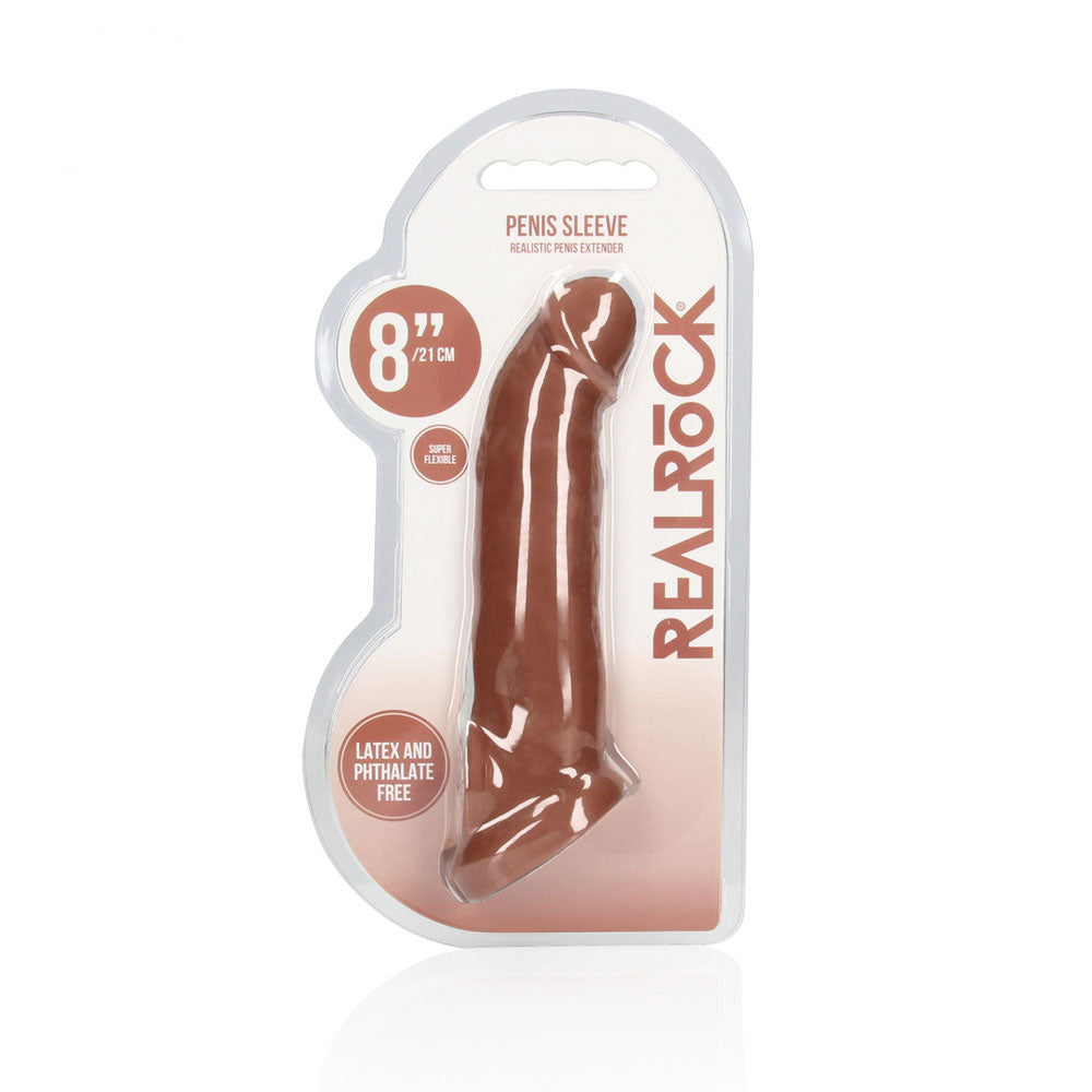 Realrock 8 Inch Realistic Penis Extender with Rings – Penis Extension Sleeve > Sex Toys For Men > Penis Sleeves