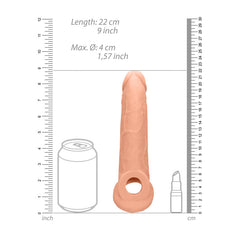 REALROCK 9'' Realistic Penis Extender with Rings -  22.9 cm Penis Extension Sleeve