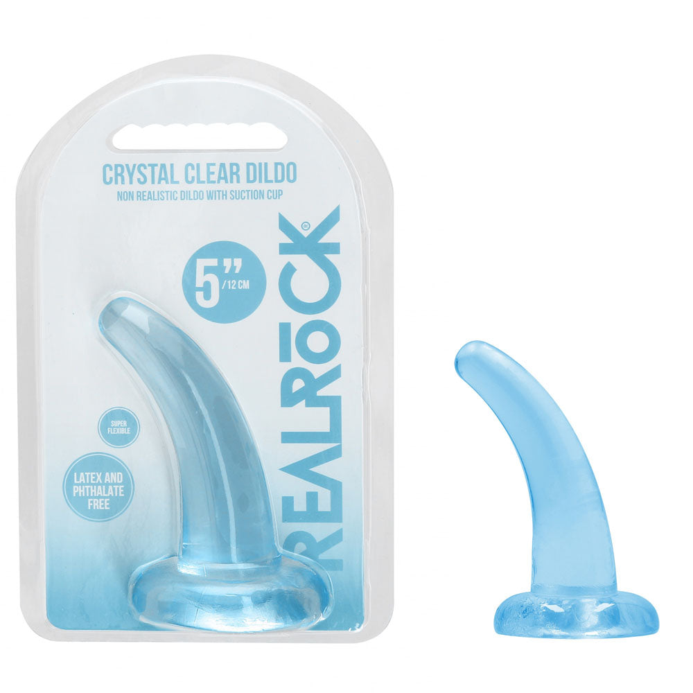 Realrock Transparent Curved Dildo With Suction Cup Base – 11.5cm Blue > Dildos > Neutral Dildos Main image