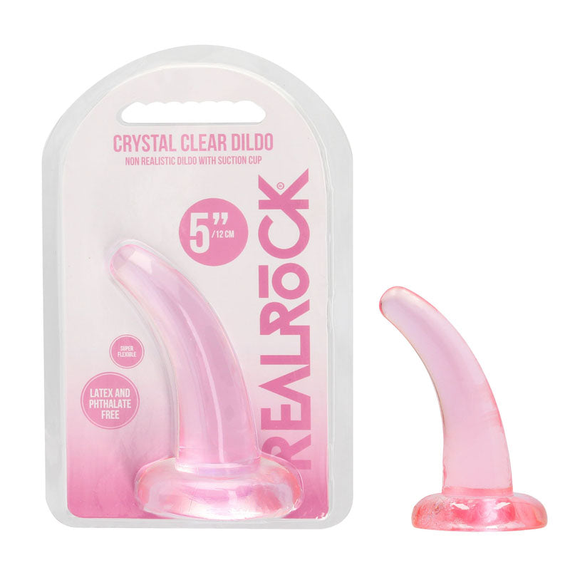 RealRock Crystal Clear Curved Dildo With Suction Cup – 11.5 cm Dildo Pink > Dildos > Slim Dildos Main image