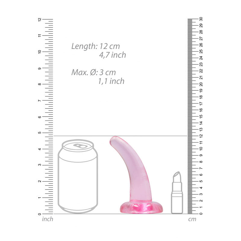 RealRock Crystal Clear Curved Dildo With Suction Cup – 11.5 cm Dildo > Dildos > Slim Dildos