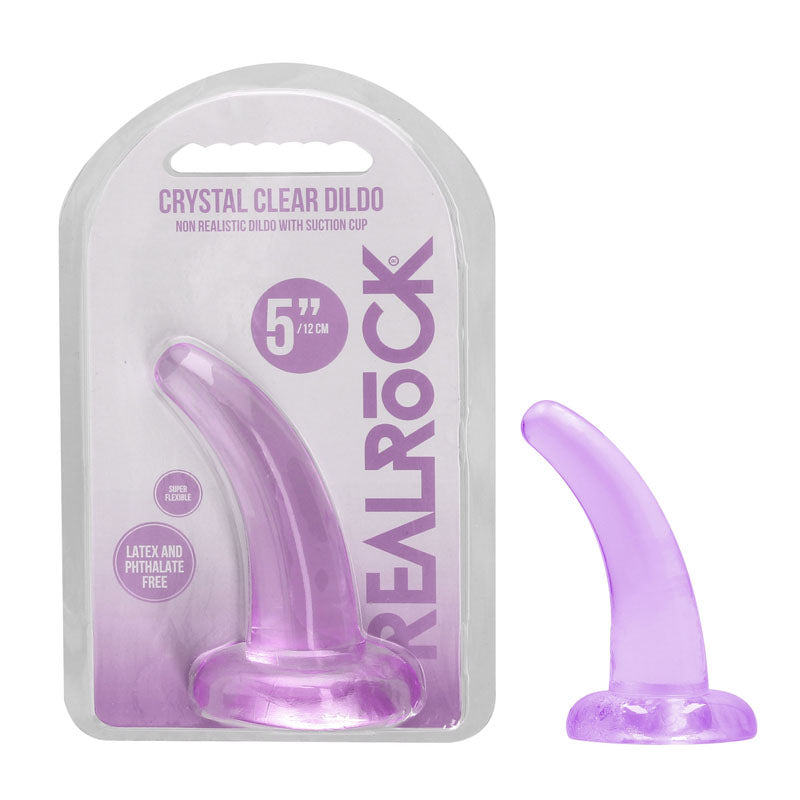 REALROCK Crystal Clear Curved Dildo With Suction Cup – 11.5 cm Dildo Blue > Dildos > Slim Dildos Main image