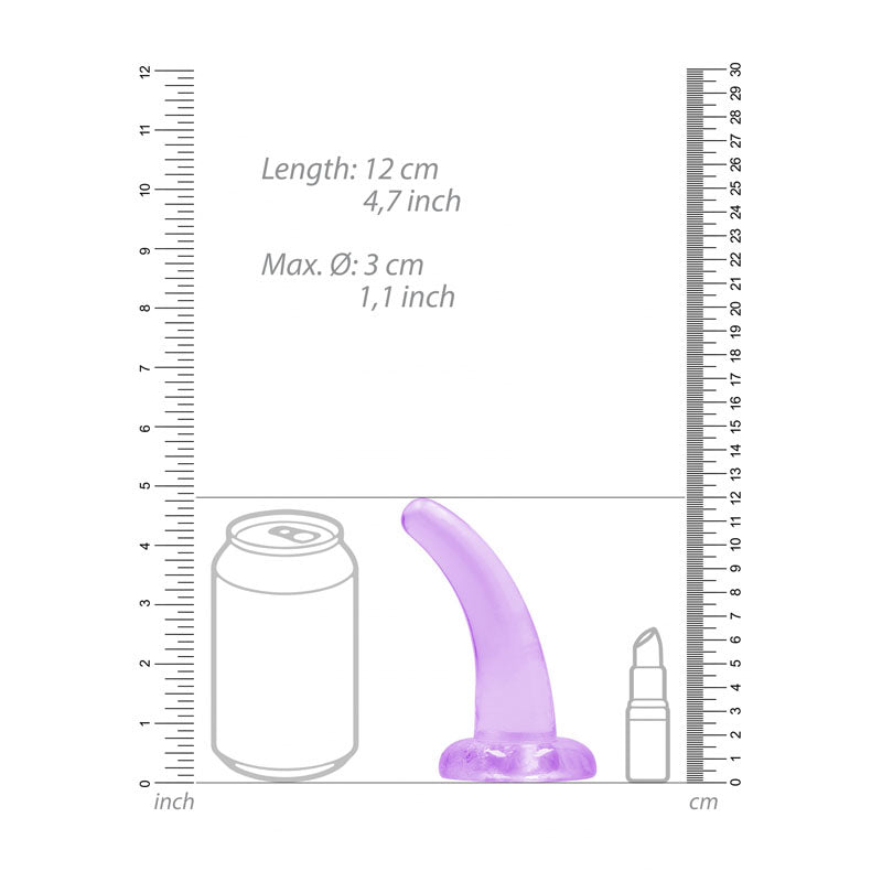 REALROCK Crystal Clear Curved Dildo With Suction Cup – 11.5 cm Dildo > Dildos > Slim Dildos