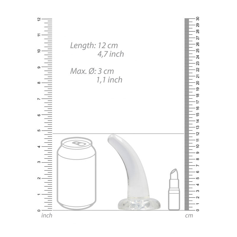 REALROCK Crystal Clear Curved Dildo 11.5 cm With Suction Cup > Dildos > Slim Dildos